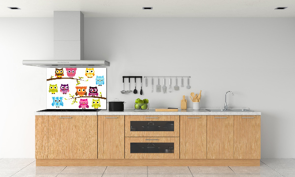 Kitchen splashback Colorful owls