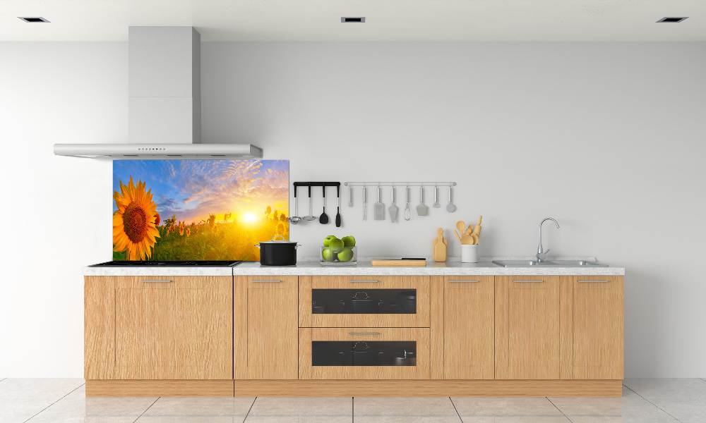 Kitchen wall panels Sunflower field