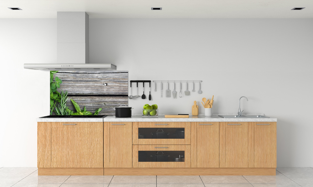 Cooker splashback Wooden background herbs