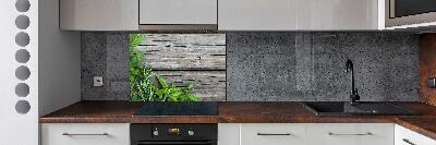 Cooker splashback Wooden background herbs