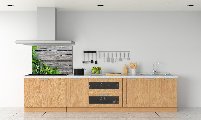 Cooker splashback Wooden background herbs