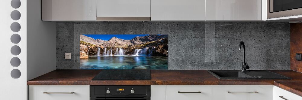 Glass splashback Waterfall in the mountains