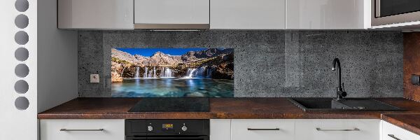 Glass splashback Waterfall in the mountains