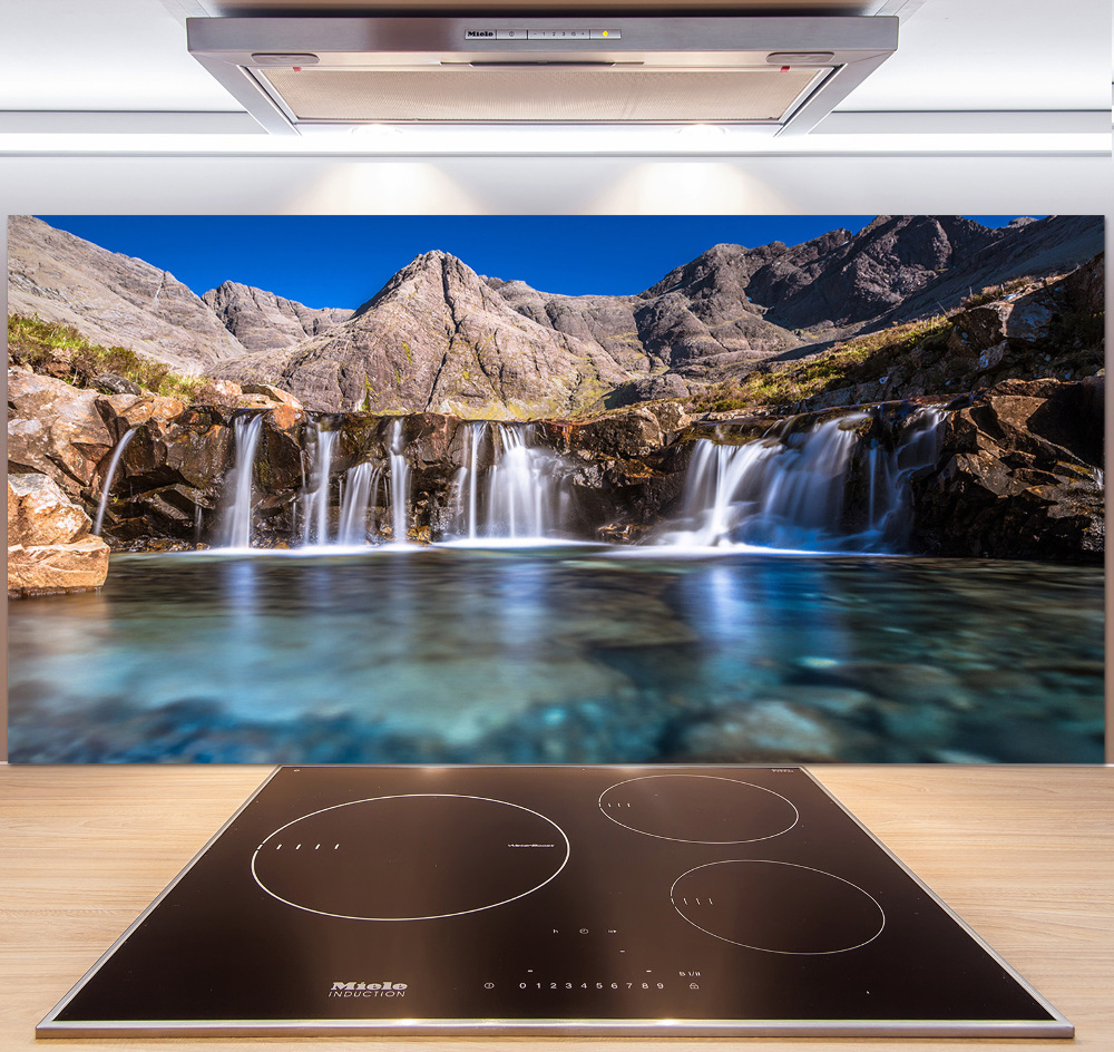 Glass splashback Waterfall in the mountains