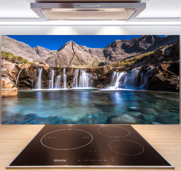 Glass splashback Waterfall in the mountains