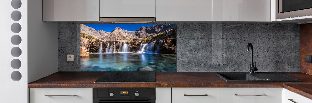 Glass splashback Waterfall in the mountains