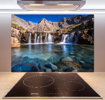 Glass splashback Waterfall in the mountains