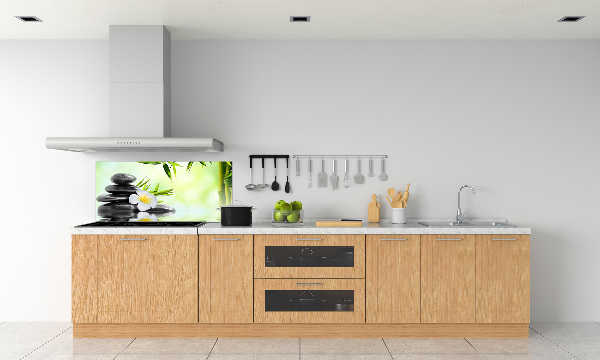 Hob splashback Plumeria and bamboo