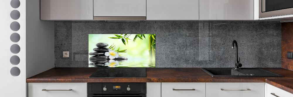 Hob splashback Orchid and bamboo