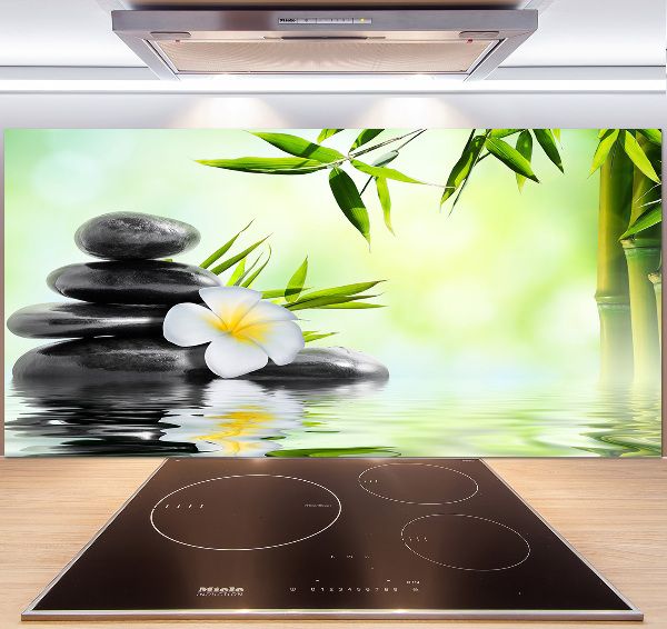 Hob splashback Plumeria and bamboo