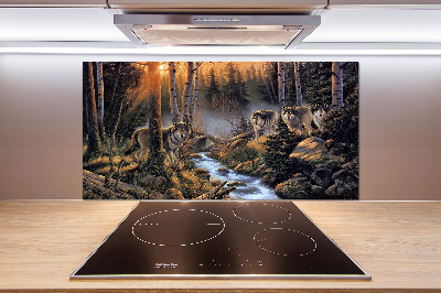 Kitchen splashback Wolves gang