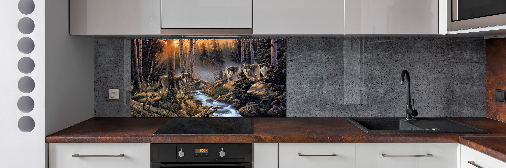 Kitchen splashback Wolves gang