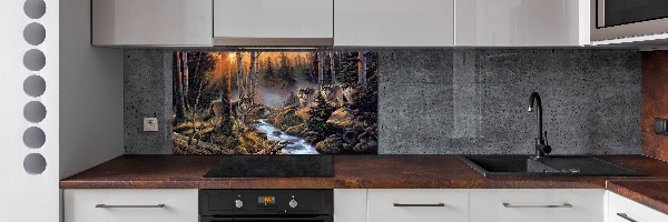 Kitchen splashback Wolves gang