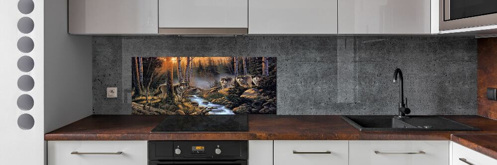 Kitchen splashback Wolves gang