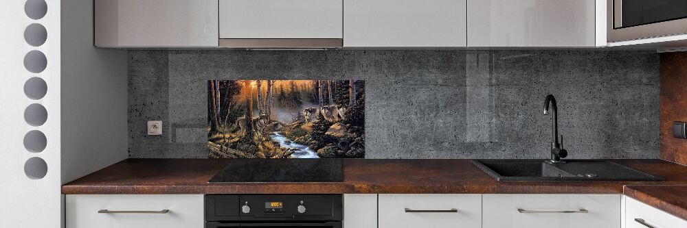 Kitchen splashback Wolves gang