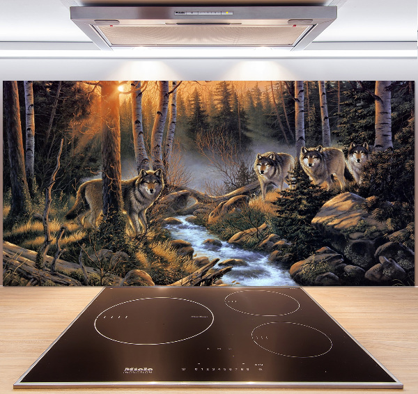 Kitchen splashback Wolves gang