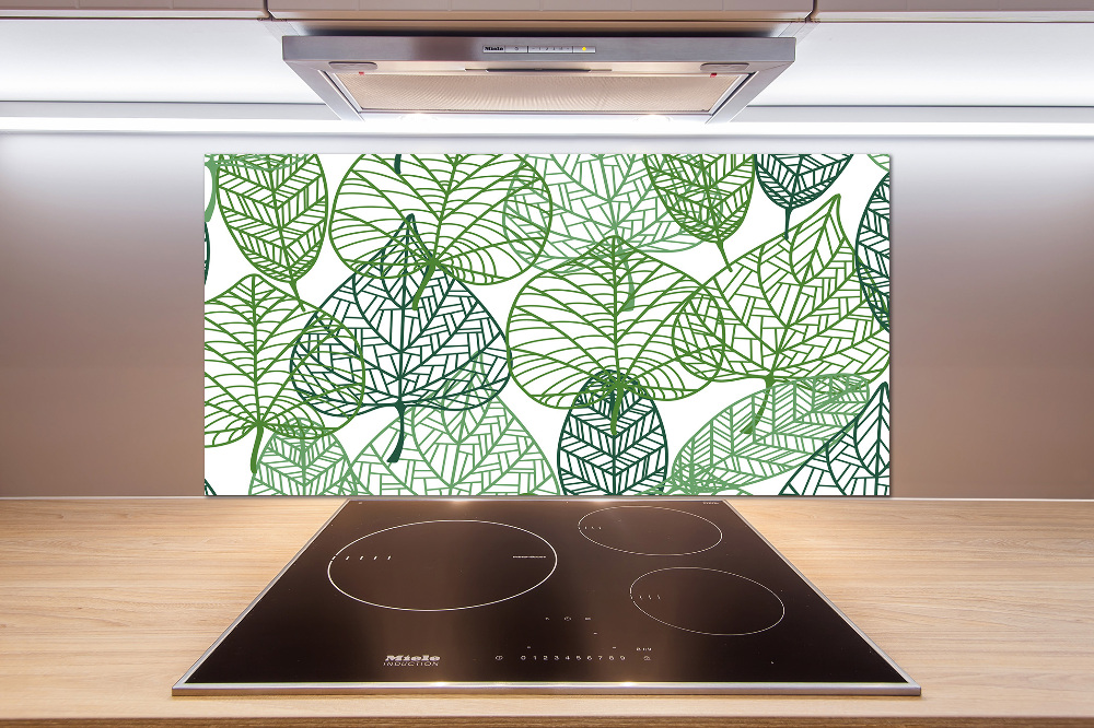 Kitchen splashback Green leaves pattern