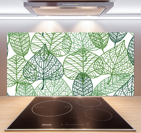 Kitchen splashback Green leaves pattern