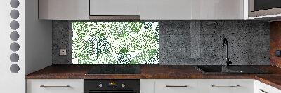 Kitchen splashback Green leaves pattern