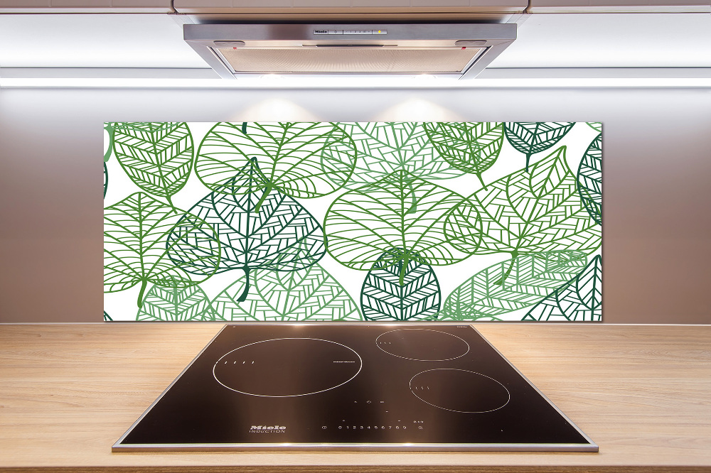 Kitchen splashback Green leaves pattern