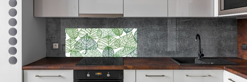 Kitchen splashback Green leaves pattern