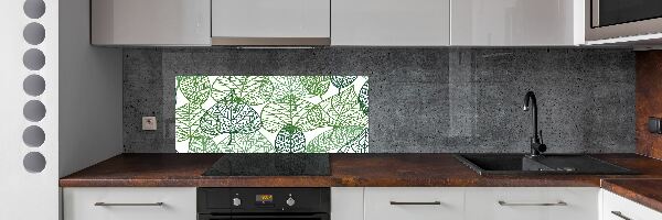 Kitchen splashback Green leaves pattern