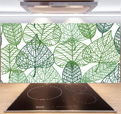 Kitchen splashback Green leaves pattern