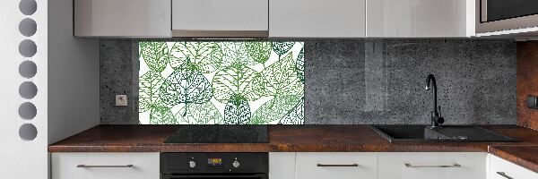 Kitchen splashback Green leaves pattern