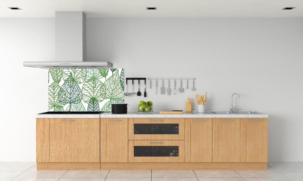 Kitchen splashback Green leaves pattern