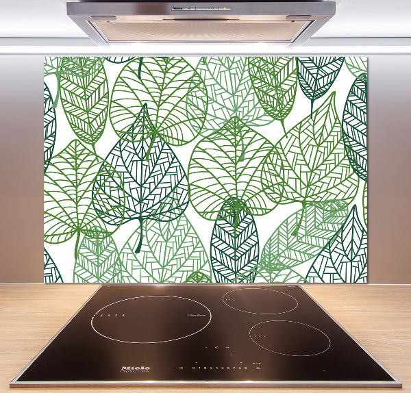 Kitchen splashback Green leaves pattern