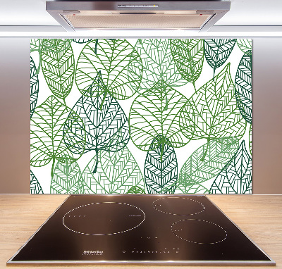 Kitchen splashback Green leaves pattern