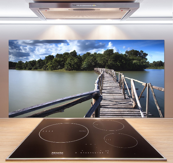 Kitchen splashback Wooden bridge