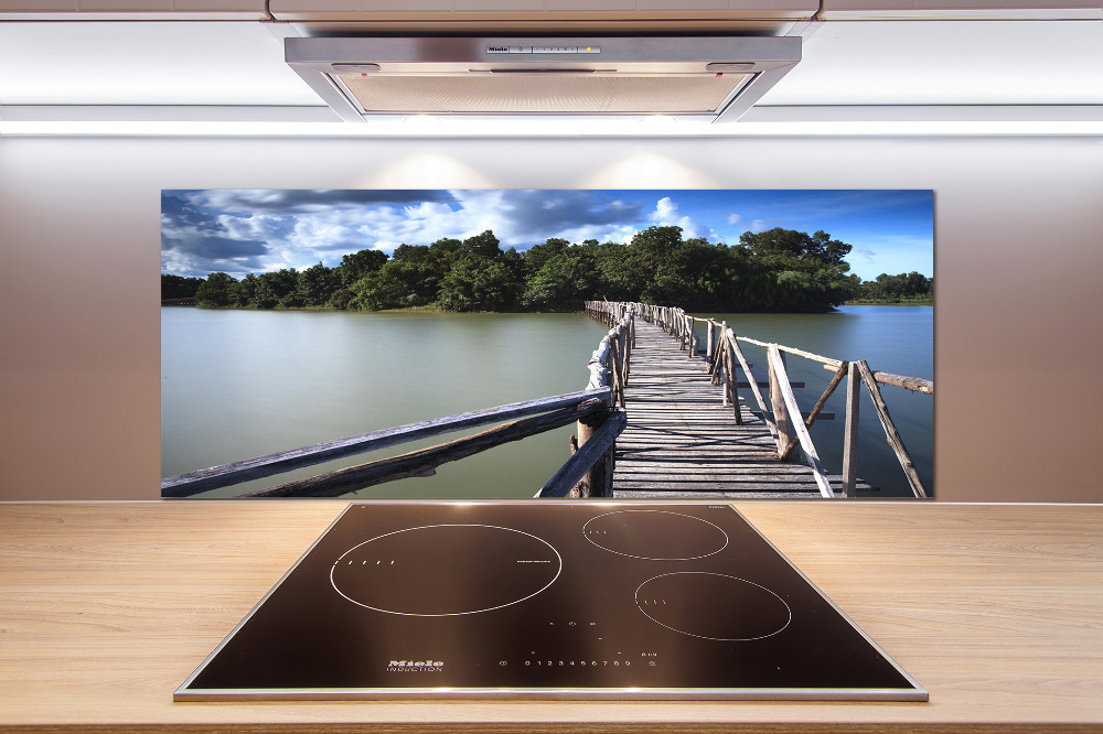 Kitchen splashback Wooden bridge