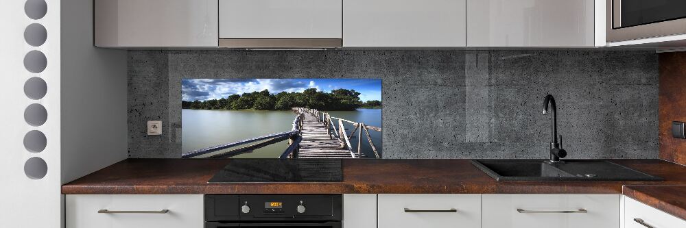 Kitchen splashback Wooden bridge