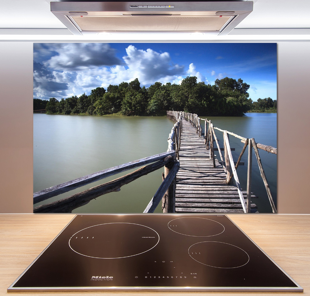 Kitchen splashback Wooden bridge