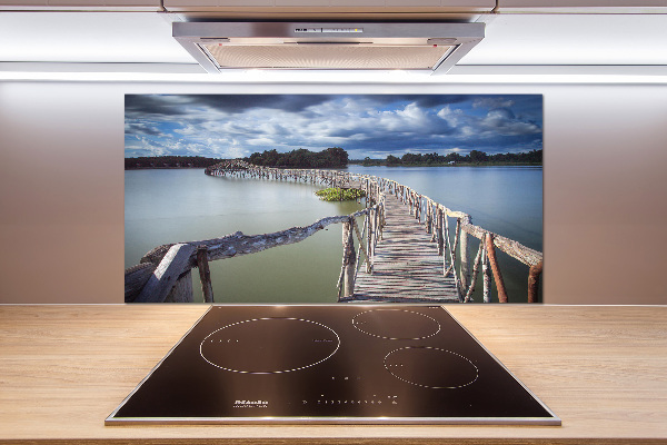 Kitchen splashback panel Wooden bridge