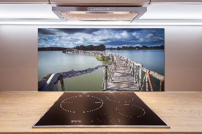 Kitchen splashback panel Wooden bridge