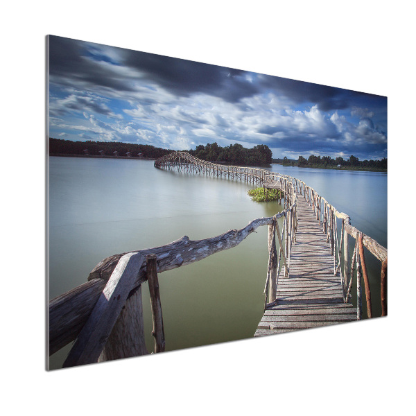 Kitchen splashback panel Wooden bridge