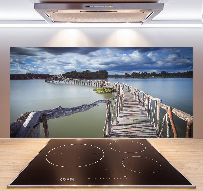 Kitchen splashback panel Wooden bridge