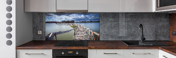 Kitchen splashback panel Wooden bridge