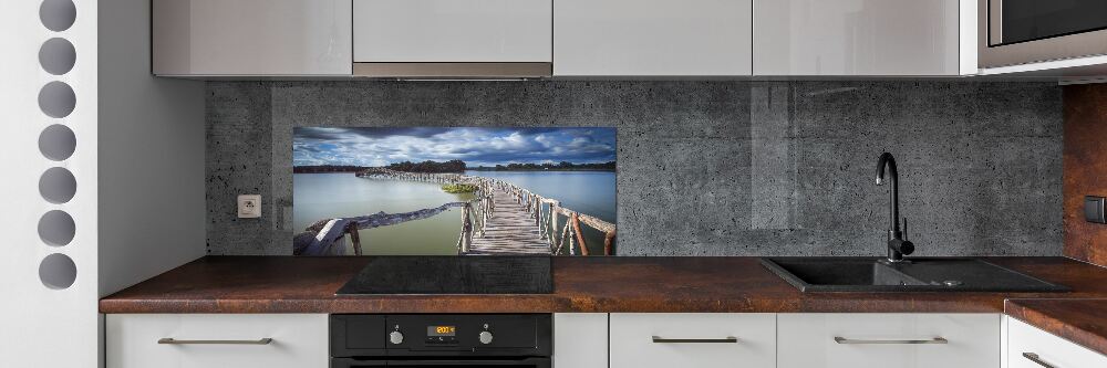 Kitchen splashback panel Wooden bridge