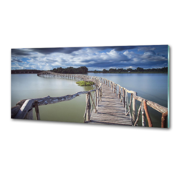 Kitchen splashback panel Wooden bridge