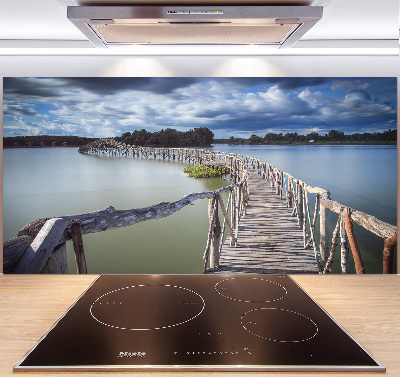 Kitchen splashback panel Wooden bridge