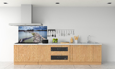 Kitchen splashback panel Wooden bridge