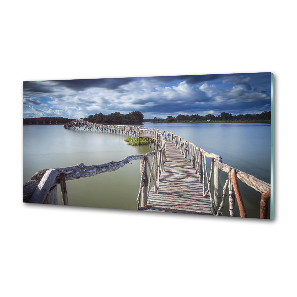 Kitchen splashback panel Wooden bridge