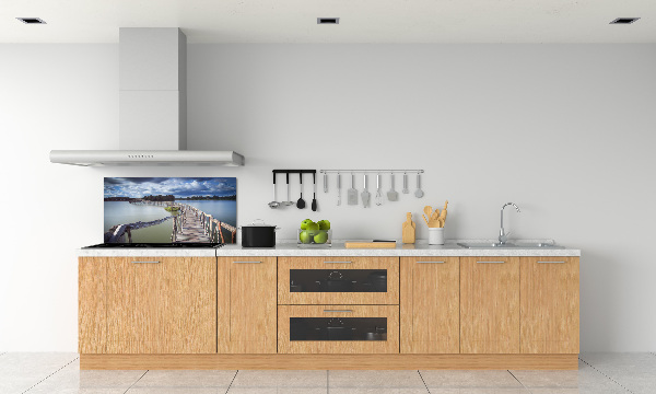 Kitchen splashback panel Wooden bridge