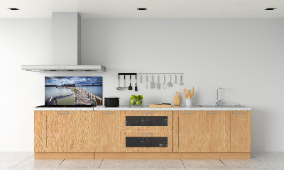 Kitchen splashback panel Wooden bridge