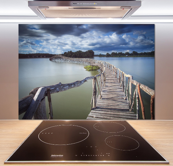 Kitchen splashback panel Wooden bridge