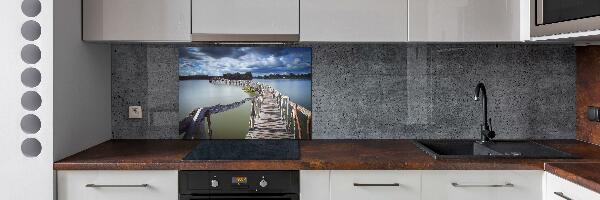 Kitchen splashback panel Wooden bridge