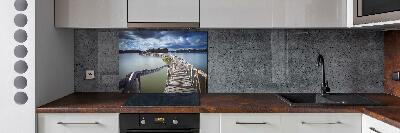 Kitchen splashback panel Wooden bridge